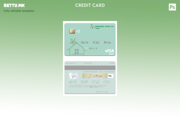 Модерен стил Шаблон за виза за дебитна картичка за финансиска банка на Того